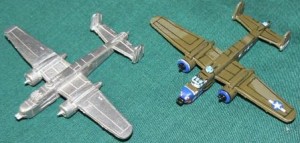 Raiden USA 24 B-25H. 1 each painted, unpainted shown. All models sold unpainted